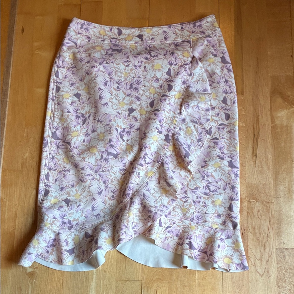 Anthropologie Pencil Skirt Ruffle Wrap size 12 NEW with Tags Side Zip Closure